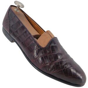 Vintage Exotic Alligator Wens Men size 12 Burgundy Wine Dress Shoes Loafers 8232